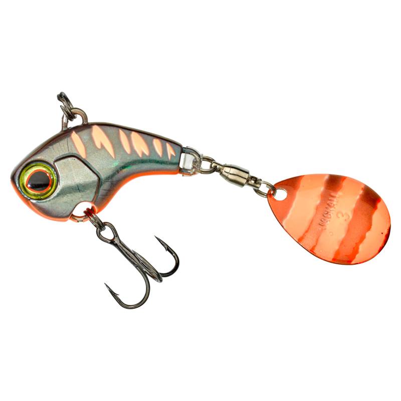 Illex Deracoup Motor Oil Tiger, tail spinner coulant de 2,2 cm et 7 g avec palette caudale pour la pêche rapide des carnassiers