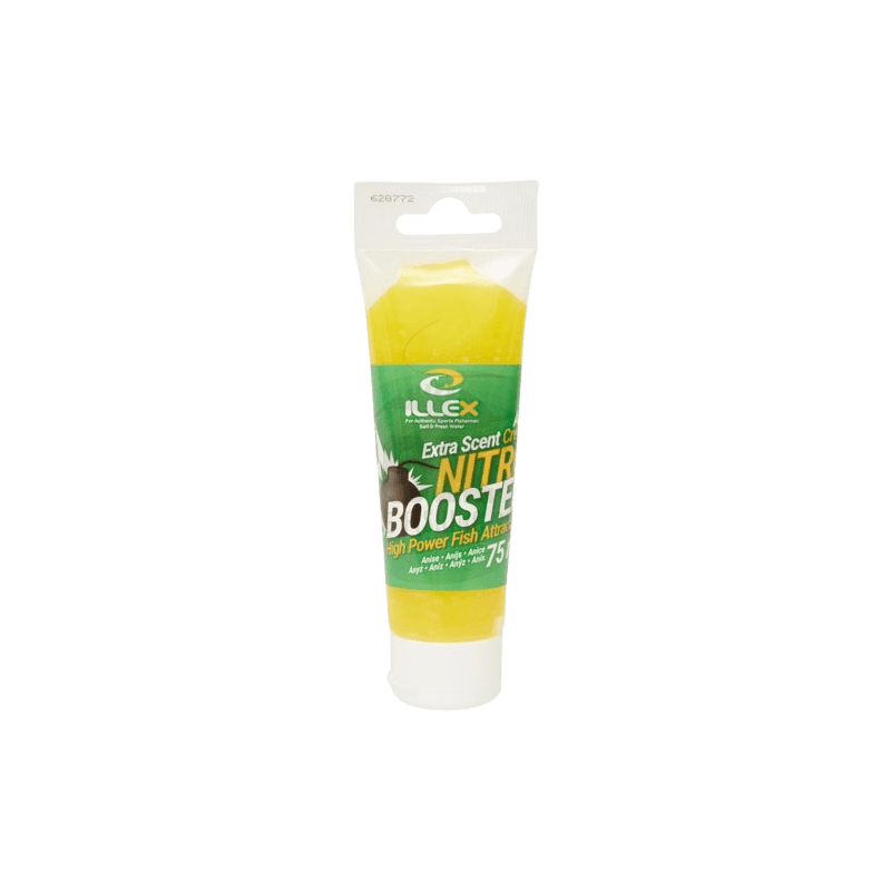 Illex Nitro Booster Cream Anis 75 ml, crème attractante jaune parfum anis pour leurres souples sur CarnaConnect.Com.