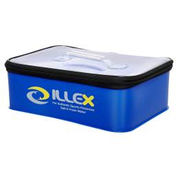 Illex Safe Bag L Blue 11,8 L, bac rigide pour leurres avec couvercle translucide, dimensions 36,5 × 26 × 12,5 cm.