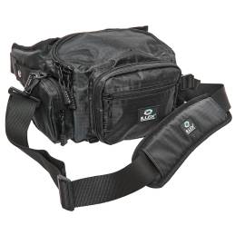 Illex Hip Bag Black, sacoche de pêche itinérante de 33 × 20 × 20 cm avec porte-canne et porte-bouteille isotherme.