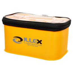 Illex Safe Bag S Yellow 5,2 L, bac rigide jaune avec couvercle translucide, dimensions 24,5 × 16,5 × 13 cm.