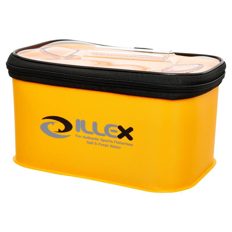 Illex Safe Bag S Yellow 5,2 L, bac rigide jaune avec couvercle translucide, dimensions 24,5 × 16,5 × 13 cm.