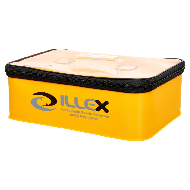 Illex Safe Bag L Yellow 11,8 L, bac rigide jaune à couvercle translucide, dimensions 36,5 × 26 × 12,5 cm.
