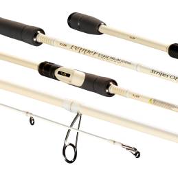 Canne spinning Illex Pepper X5 S 2402 ML-M Stripes Ops 2,40 m, puissance 3–15 g, action Fast et encombrement 123 cm.