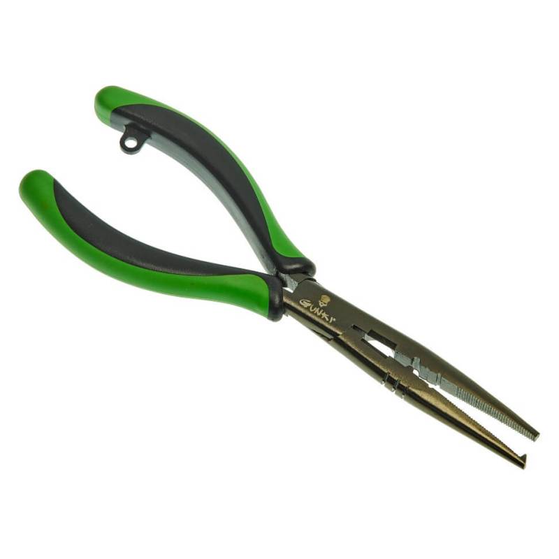 Pince Gunki Multi 9 pouces / 23 cm en acier carbone, avec poignée ergonomique antidérapante pour la pêche.