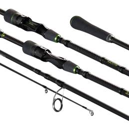Canne spinning Gunki Overtake Travel ED-S 210H de 2,10 m, puissance 10–35 g, en 5 brins avec un encombrement démonté de 47 cm.