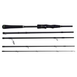 Canne spinning Gunki Overtake Travel ED-S 210H de 2,10 m, puissance 10–35 g, en 5 brins avec un encombrement démonté de 47 cm.