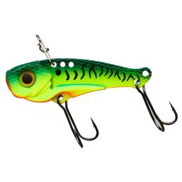Lame vibrante Gunki Muto Blade 46 S Mat Fire Tiger de 4,6 cm et 8,3 g, leurre coulant sans plomb pour la pêche des carnassiers.