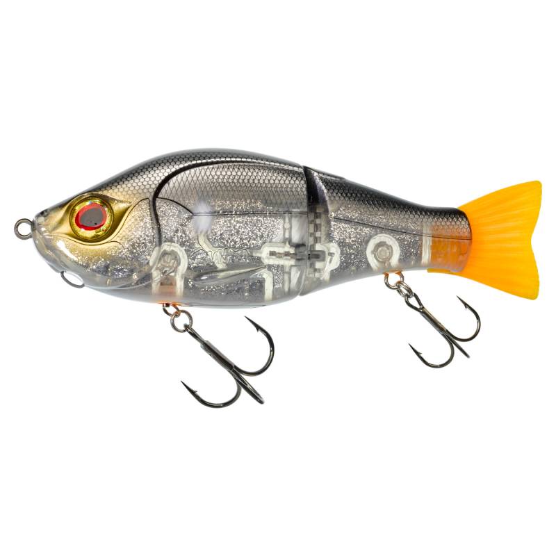 Swimbait Gunki Scunner 135 S Twin UV Roach de 13,5 cm et 56 g, leurre articulé coulant à nage en S pour la pêche du brochet.