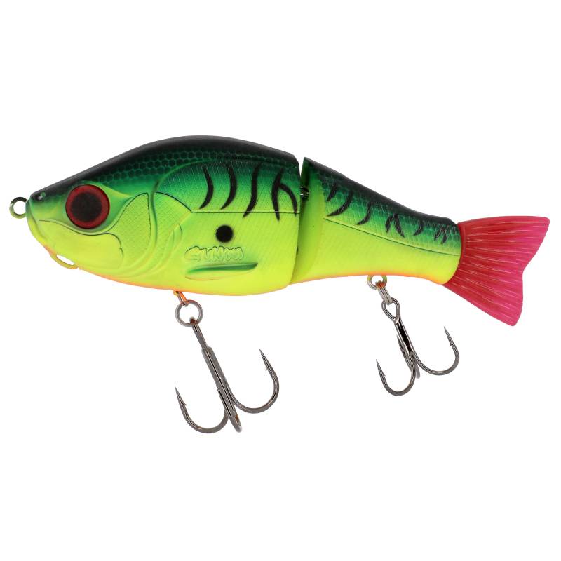 Swimbait Gunki Scunner 135 S Mat Fire Tiger de 13,5 cm et 56 g, leurre articulé coulant à nage en S pour la pêche du brochet.