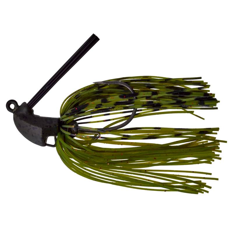 Gunki Tiny HoverJig 7 g Watermelon, mini rubber jig carnassier avec jupe en silicone, hameçon 2/0 et brosse antiaccrochage.