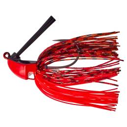 Gunki Tiny HoverJig 7 g Red Devil, mini rubber jig carnassier avec jupe en silicone, hameçon 2/0 et brosse antiaccrochage.